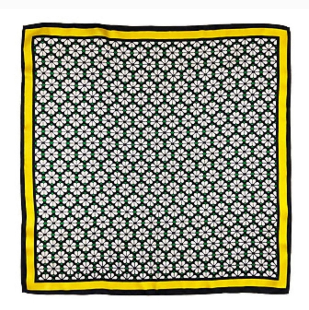 Ava & Aiden Silk Floral Print Bandana Scarf Green, Black, Yellow GORGEOUS